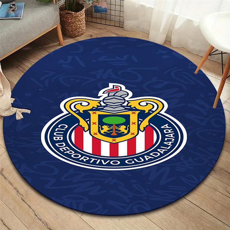 Club Deportivo Guadalajara Round Area Rug,Carpet Rug for Living Room Bedroom Sofa Playroom Decor,Non-slip Floor Mat