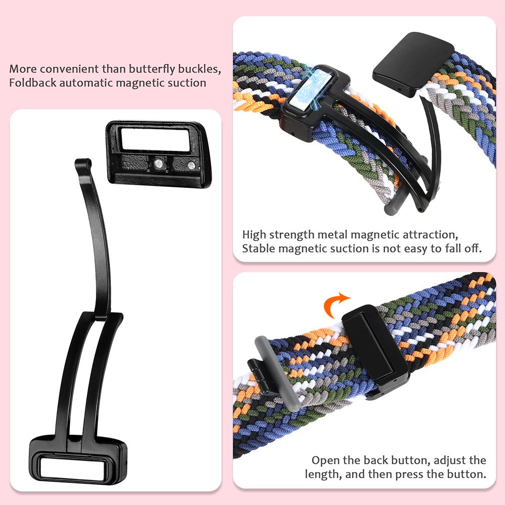 For Xiaomi Smart Band 9 Pro/Band 8 Pro/Redmi Watch 4 Nylon Braided Band Magnetic Buckle Watch Strap