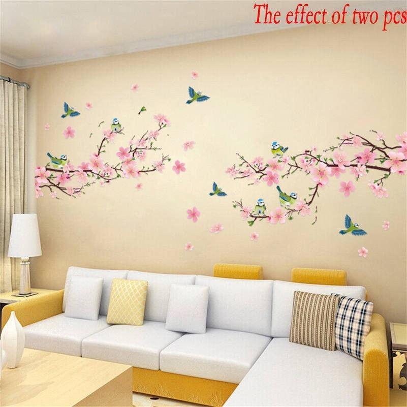 Large Cherry Blossom Flower Butterfly Tree Wall Stickers Art Decal Home Dec wj