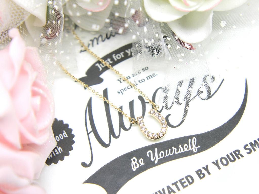 Kubická zirkonie Zlatá podkova Podkova Amulet pro štěstí Náhrdelník Doplněk Dárková sada s pouzdrem [Miaomyao] [Miaomyao] Dámský