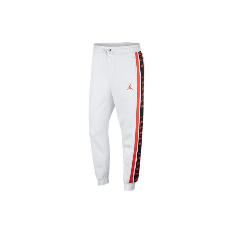 Men s Air Jordan Printing Pattern Loose Fleece Lined Sports Pants/Trousers/Joggers White BQ5664-100 L