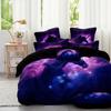 Soft Purple Night Sky Unicorn Duvet Cover Set - Polyester, Starry For Galaxy Design With Sparkling Stars & Clouds, All-Season