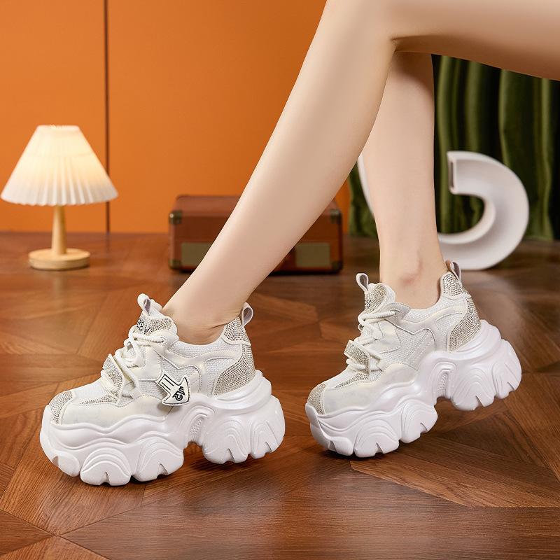 Dad Shoes Girl 2025 Autumn New Breathable Mesh Lightweight Thick-soled Inner Height Growing Women's Shoes Versatile Casual Sneakers