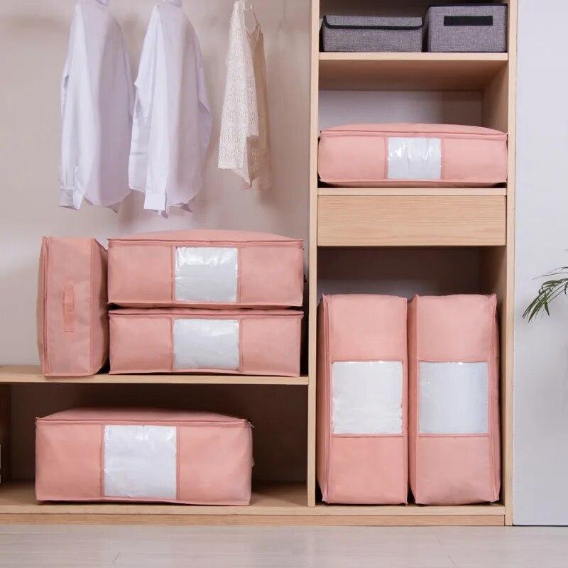 Foldable Bag for Storag Clothes Non-Woven Clothing Organizer Wardrobe Closet Organizer Pillow Quilt Blanket Bag Home Organizer