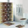 3D Luxury Black Gold Greek Key Meander Baroque Bathroom Curtains Shower Curtain Set For Bathroom Modern Geometric Bath Rug Decor