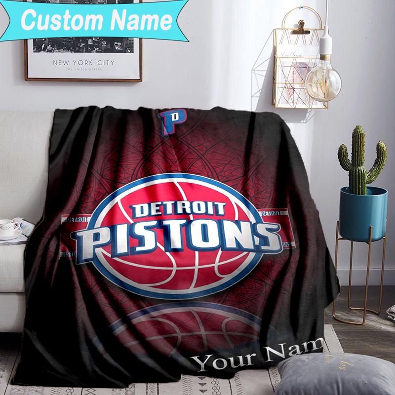 Custom Name Blanket Detroit-Pistons Logo Blanket Bedding Blanket for Travel, Camping, Living Rooms, Offices, Sofas, Fan Christmas Gift