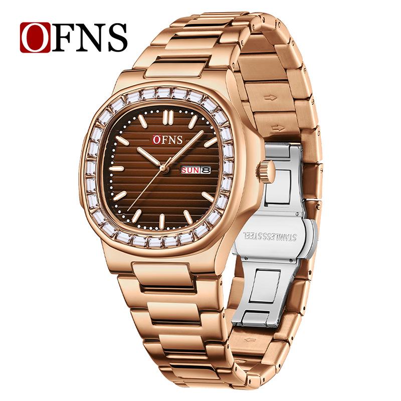 OFNS Men s Retro Quartz Watch - Steel Band, Waterproof, Calendar, Business Casual Style