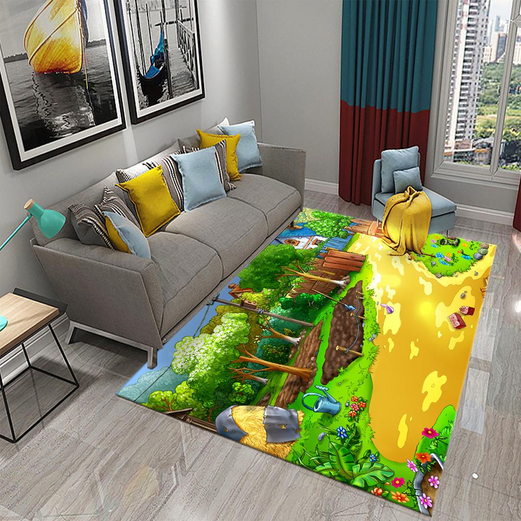 Cartoon Zoo Carpet Cute Animal Flower Rugs Kids Boys Bedroom Non-slip Play Area Mats Home Living Room Kitchen Decor Floor Mat