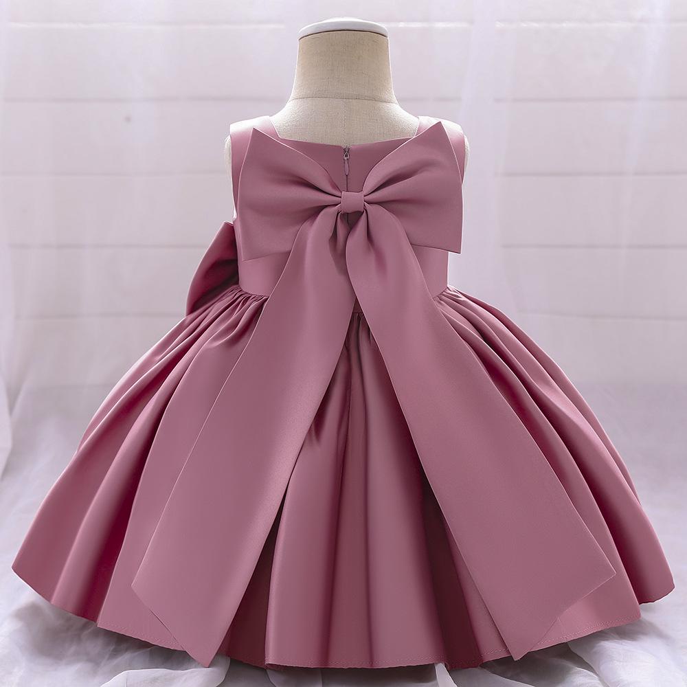 European and American Girls' Evening Princess Dresses - Satin Bow Performance and Piano Runway Costumes