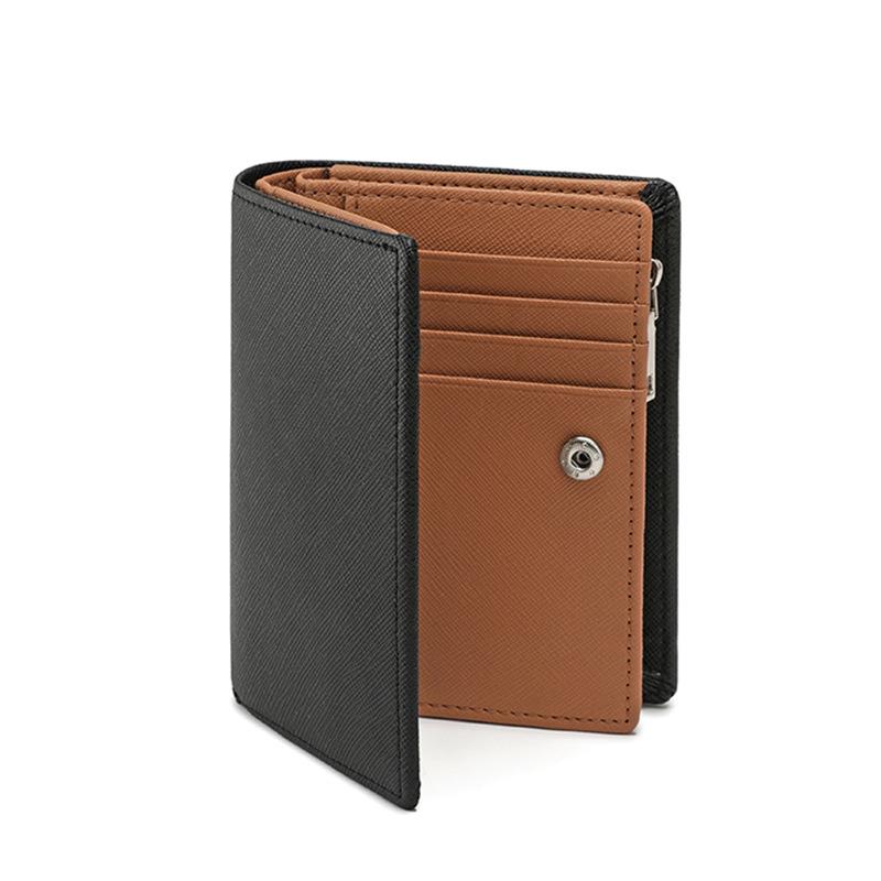 Men's New Zipper Short Wallet with Multiple Card Slots, Fashionable Vertical Mini Buckle Coin Purse