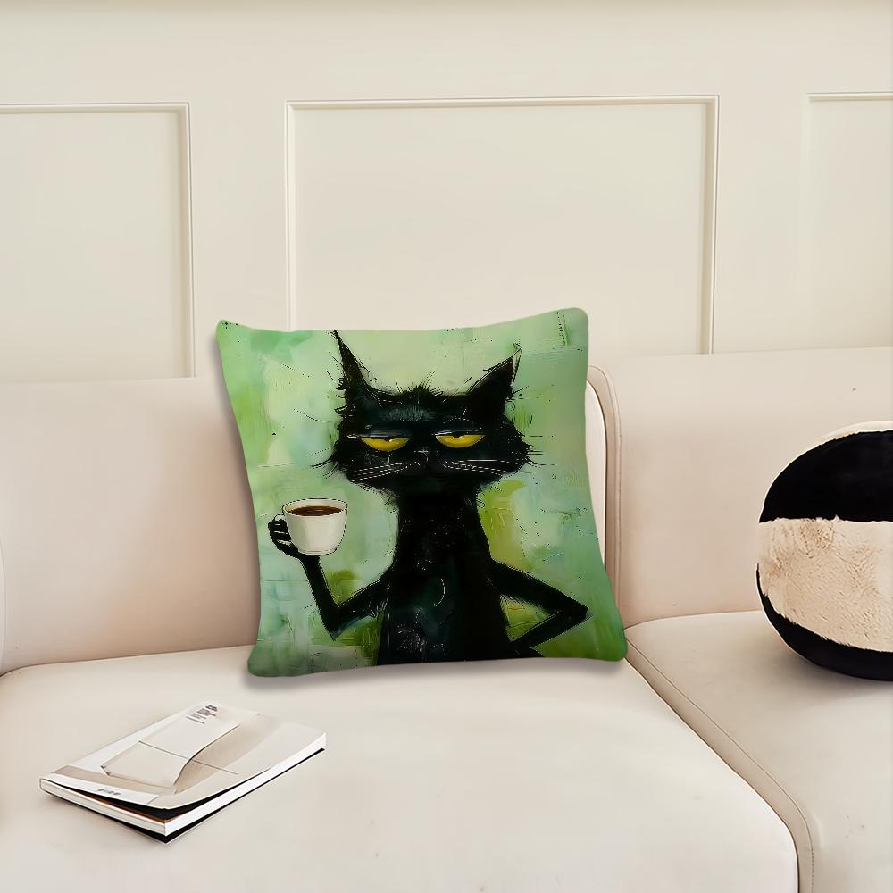 Black Cat Art cushion cover Pillow Cover Decoration Room Home Sofa living Office Car Nordic Simplicity