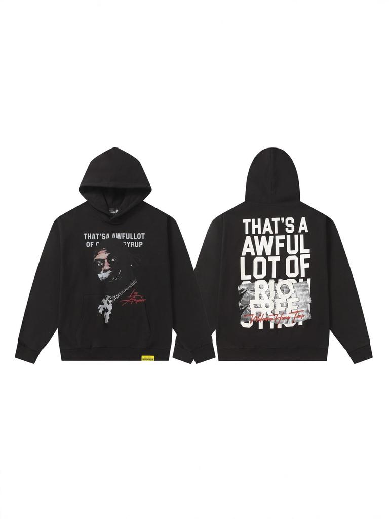 Módní americký styl Dlouhý rukáv Volná mikina pro muže a ženy - Vysoká gramáž Design s kašlovým sirupem