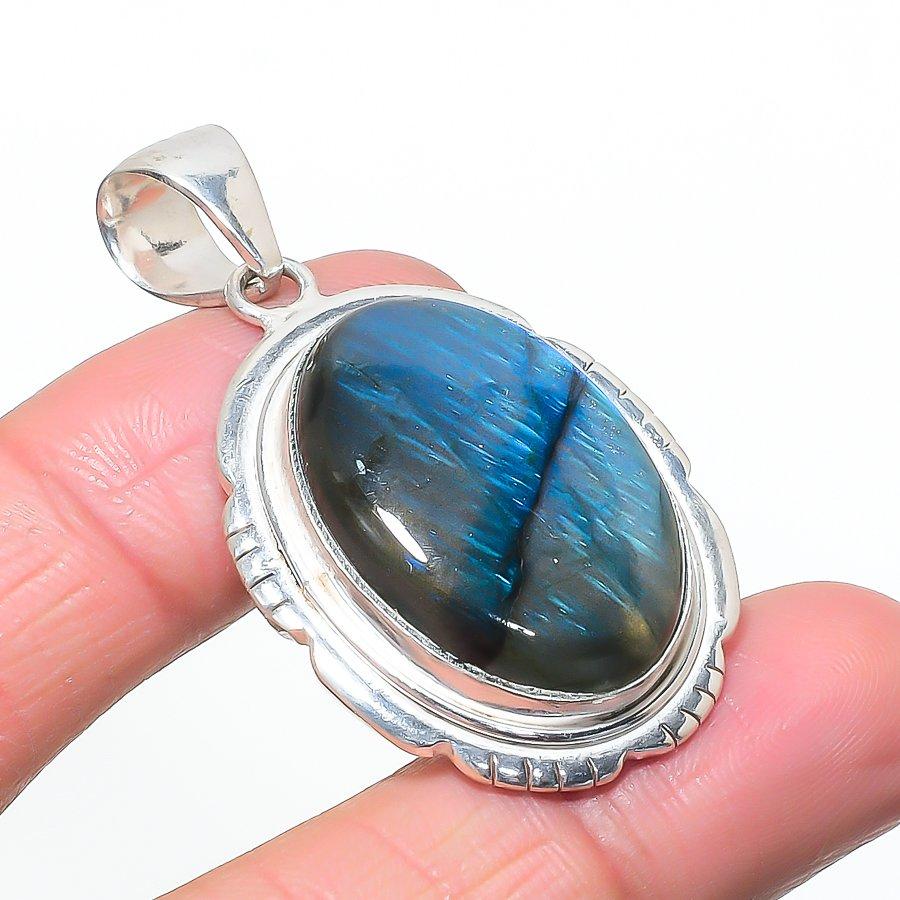 Natural Labradorite Gemastone 925 Sterling Silver Jewelry Pendant 2.05 AP-14576