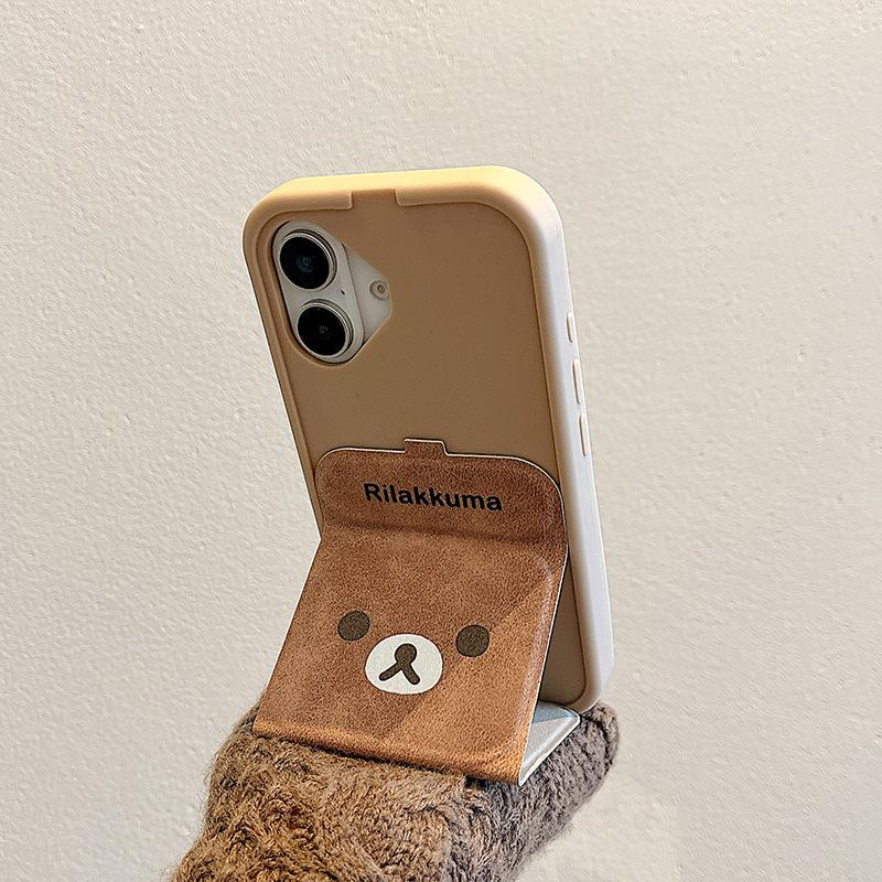 Autumn and Winter Cute Bear Expression for IPhone 16 Mobile Phone Case for IPhone 15 Promax Folding Stand 14/12/13