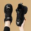 Casual Sports Shoes Women's Autumn and Winter Large Size Versatile Velvet Black Platform Dad Flat Bottom Small Leather Shoes