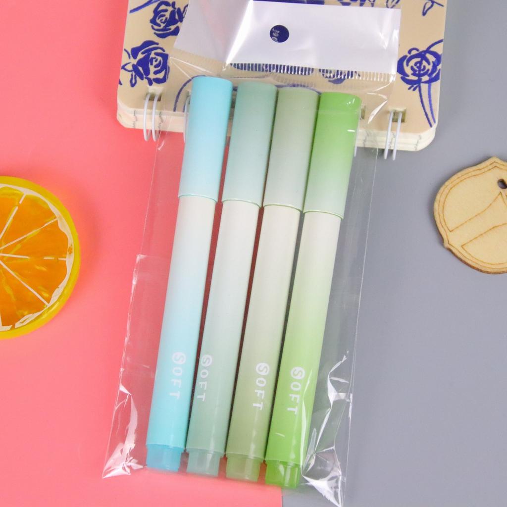 4Pcs/set Macaron Highlighters Color Gradient Highlighter Pens Kawaii Stationery Students Marker Pen Cute School Office Supplies