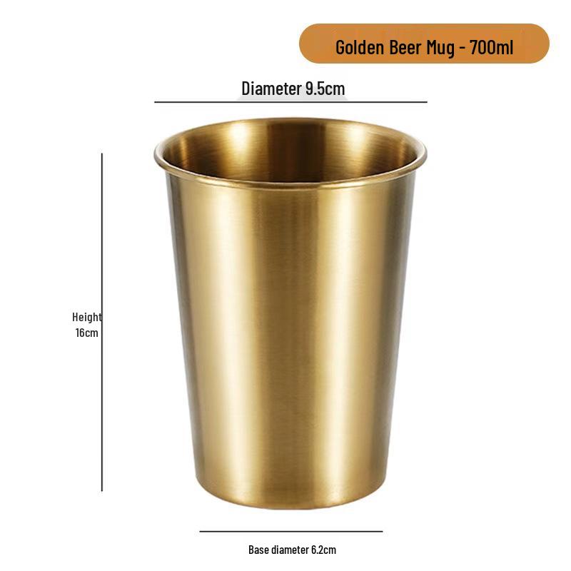 Gold 304 Stainless Steel Beer Mug - Single Layer, Stackable Outdoor Cup for Cold Drinks