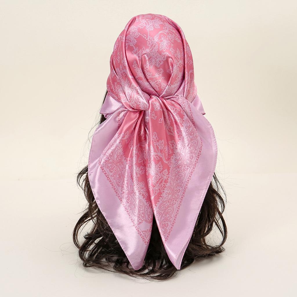 90*90Cm Printed Square Scarf Women Silk Feeling Satin Wraps Line Foulard Headband Luxury Designers Scarf Silk Bandana Hair Wrap