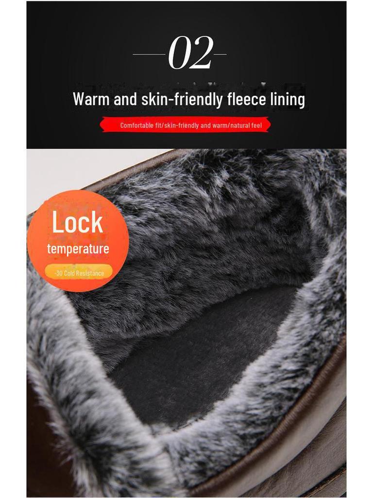 Pantofi de iarnă pentru bărbați din bumbac: Dimensiune mare, plus catifea, caldă, îngroșată, anti-alunecare, impermeabilă pentru vârste mijlocii și vârstnici.