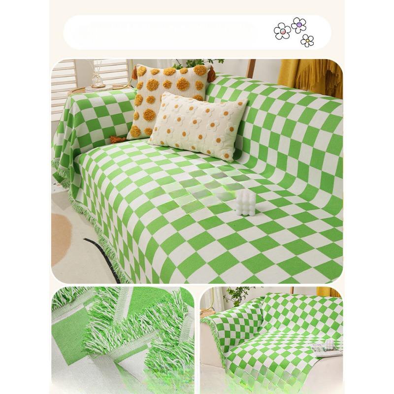 Chessboard Grid Nordic Instagram Style Sofa Cover Cloth Four Seasons Universal Dustproof Double-Sided Can Be Spread Sofa Blanket Cover Towel