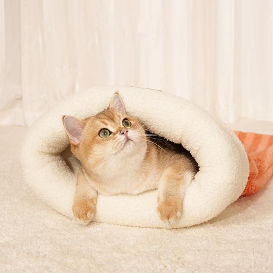 Cat Snuggle Sack Cozy Fluffy Sleeping Bag Warm Cat Cave Bed Pet Hideaway Puppy Tunnel Kitten Calming Bed for Winter Indoor Bedroom Apartment