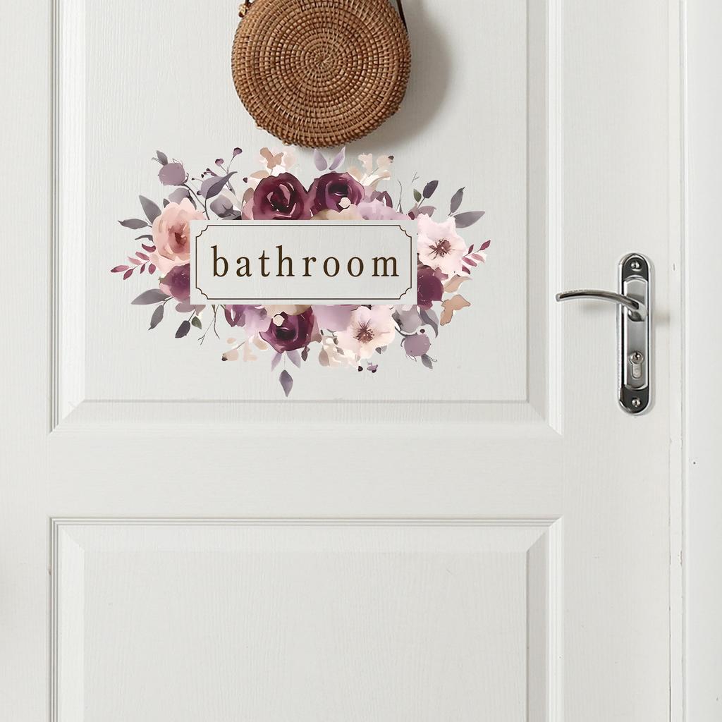 Creative Floral English Slogans Bathroom Home Decor Self-Adhesive Stickers