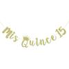 Mis Quince 15 Banner, My 15th Birthday Party Decorations, Quinceanera Decor, Feliz Cumpleanos Banner (Gold Glitter)