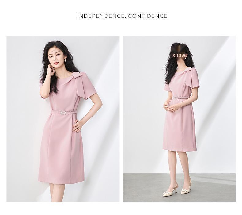 Quiet Luxury Bow Adorned Summer Dress - Elegant Waist-Hugging Style