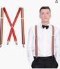 Unisex X-Shape Adjustable Black Suspenders with Bow Tie for Weddings & Performances.
