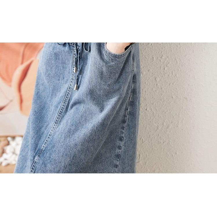 Fashionable Casual Denim Dress Long Sleeve Fake Two Piece Stitching Autumn Women Outfit Elegant Versatile