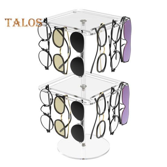 360 Degrees Rotating Sunglasses Organizer Single/Dual Layer Clear Acrylic Glasses Storage Rack Space Saving Heavy Duty Eyewear Display Stand Holder