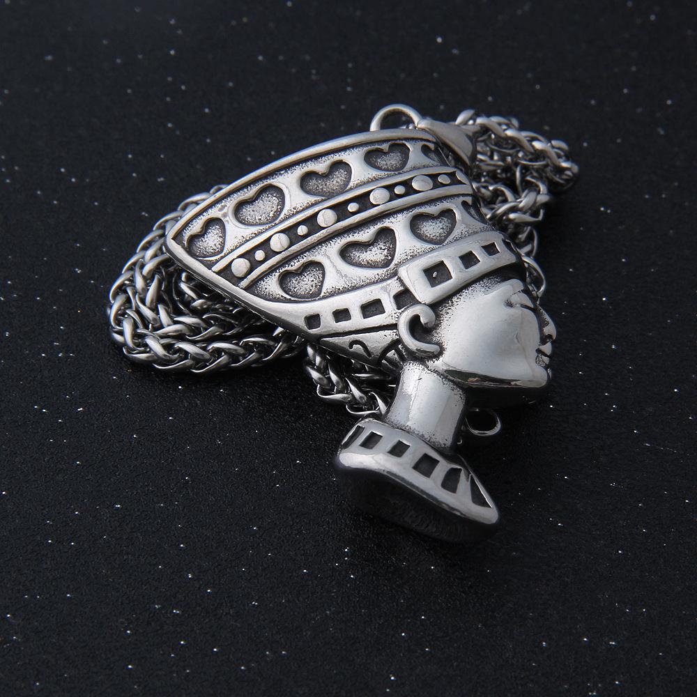 

Посеребренная египетская подвеска - ожерелье с подвеской фараона царицы Нефертити с гравированным рельефом и средиземноморскими этническими украшениями ручной работы Single Pendant