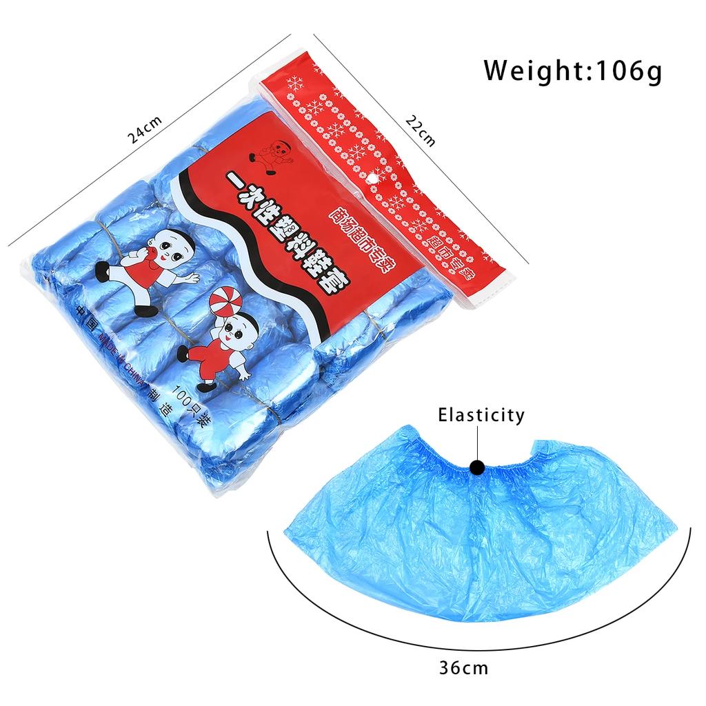 100pcs/sets Plastic Disposable Waterproof Shoe Covers Non-Slip Wear-Resistant Cleaning Overshoes Outdoor Rainy Day Carpet Clean