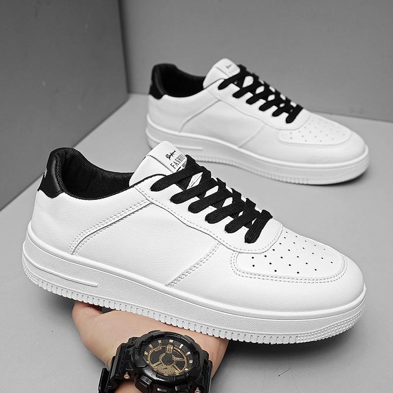 

Мужская обувь для скейтбординга 2024 года, новая белая обувь на толстой платформе с мягкой подошвой, студенческая кружевная нескользящая удобная повседневная обувь Zapatillas 44 чёрный