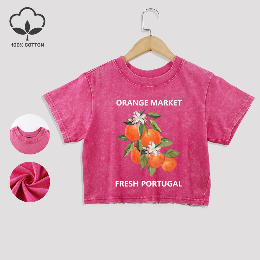 

Orange Market Португалия Хлопковые кроп-топы Мода Летние Кружевной подол Выстиранные футболки Круглый вырез Потертые Короткий рукав Повседневная одежда XL