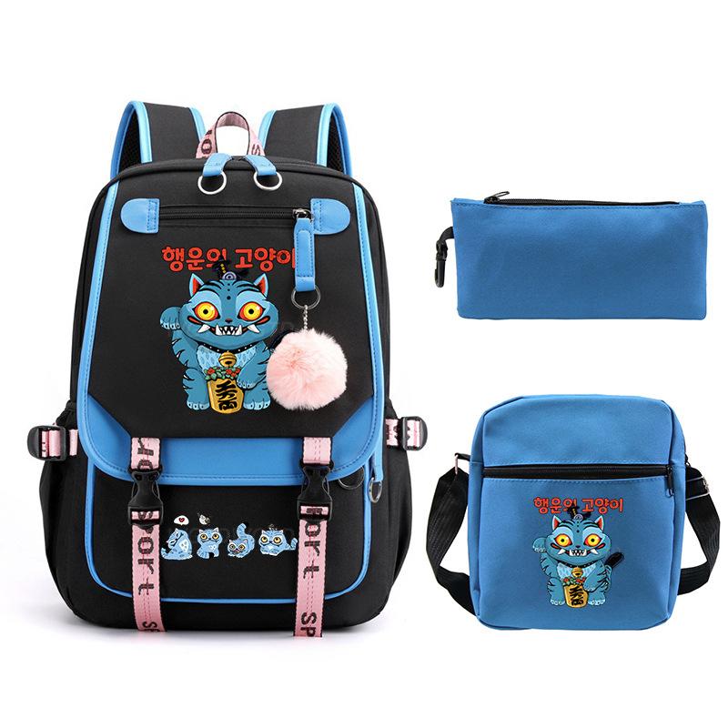 Animation Cartoon Peripheral Printing Children'S Backpack Campus Large Capacity Primary And Secondary School Students Schoolbag Three-Piece Set
