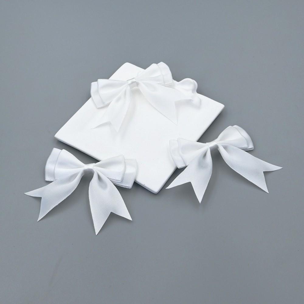 10Pcs Handmade Double Layer Ribbon Bow Colorful Satin Ribbon Bow Patches Hairpin Accessories White