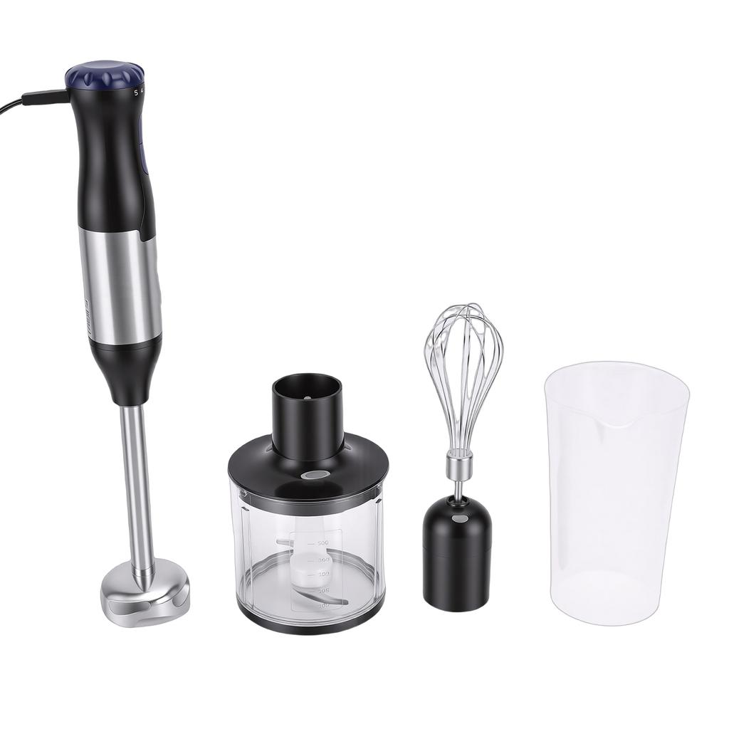 Immersion Hand Blender 4 in 1 20 Speeds Food Processor Stick Blender Stainless Steel with Boost Button 500W