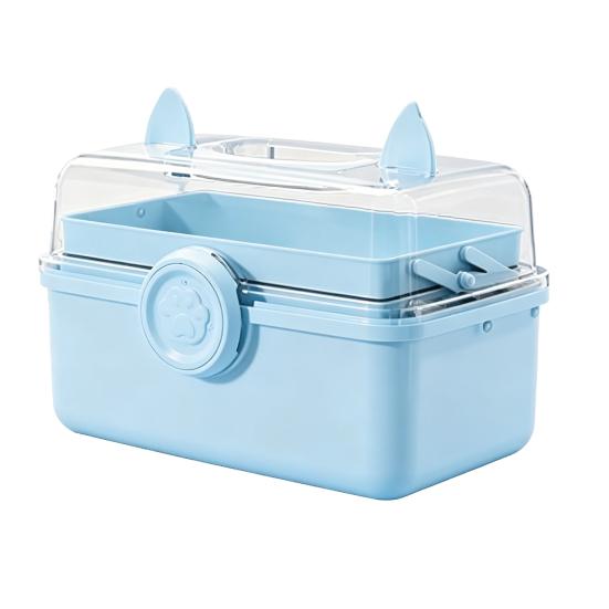 

Household Medicine Storage Box with Safety Lock And Transparent Top Cover Case Durable PP Compartment Pill Organizer S