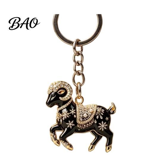 Sheep Accessory Acrylic Black Keyhcain, Goat Shaped Car Key Cartoon Keychain Ring Pendant, Backpack Handbag Charm Hanging Decoration