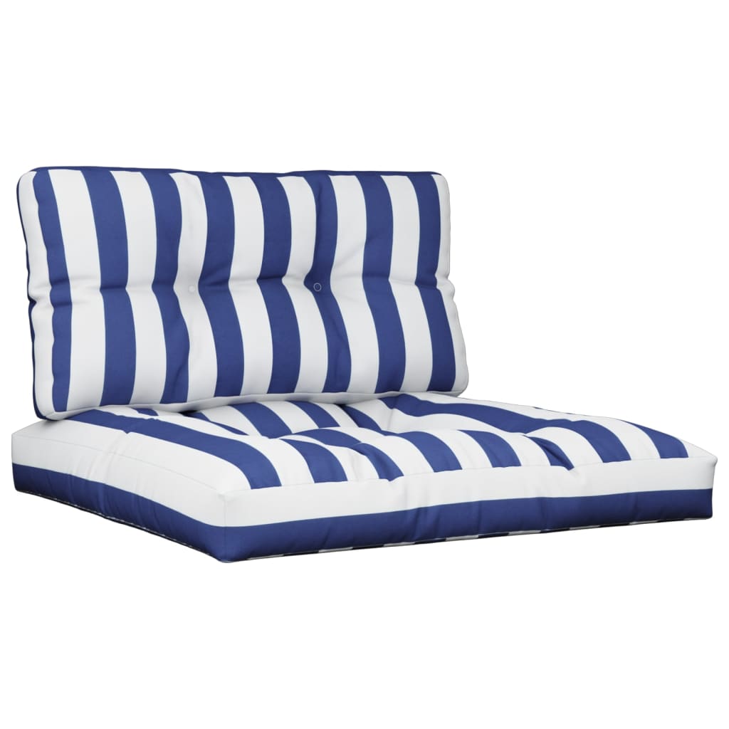 2 Piece Pallet Cushions Blue & White Striped Fabric