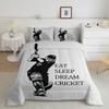 Cricket Sports Game Duvet Cover Set Boys Girls Eat Sleep Cricket Gaming Pattern Bedding Set Gift-Cricket Lover Grey Room Decor