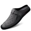 Men's Plus Size Breathable Cowhide Backless Slippers: Summer Hollow Design