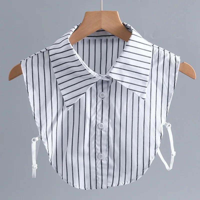 Female Lapel False Collar Striped Fake Collar for Woman Shirt Detachable Business Girls Fuax Cols Clothing Accessory