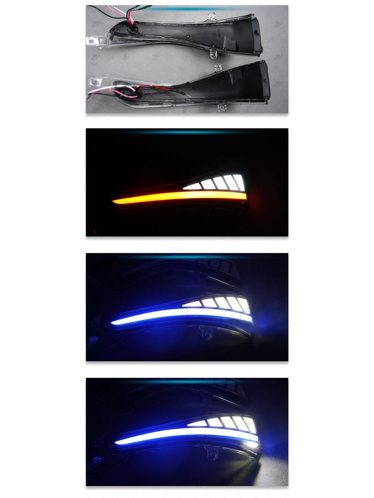 Infiniti Q30 Sequential Rearview Turn Signal Light with Blue DRL & Dragon Scale Design.