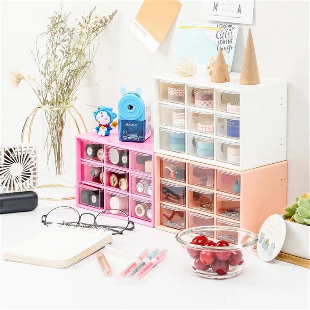 1 Compartment Dustproof Storage Box for Stationery Jewelry 9 Grid Organizer