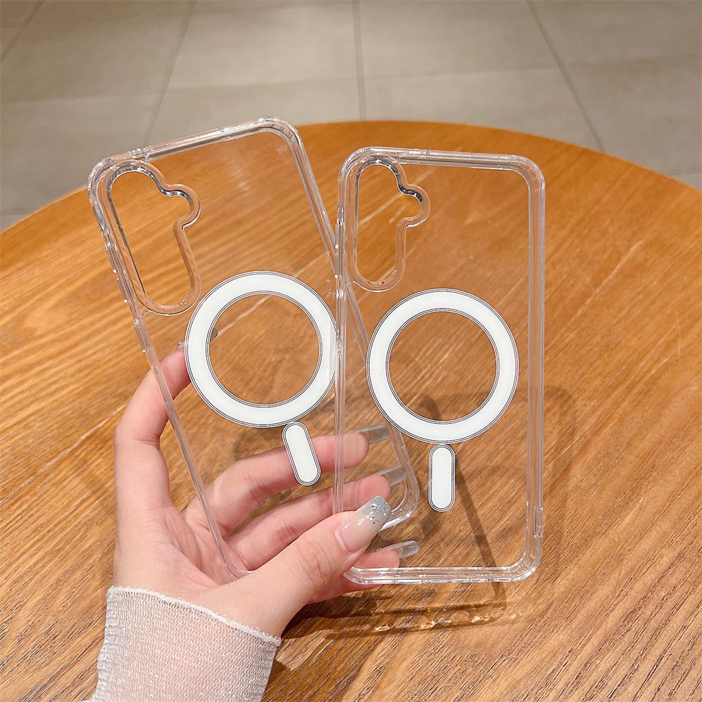 Magnetic Acrylic PC Case For Samsung Galaxy S25 S24 S23 S22 S21 Plus Ultra FE A56 A36 A26 A16 For Wireless Charge Cover Case