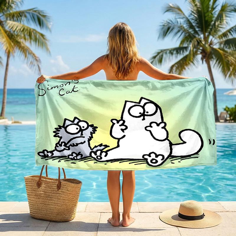 Simon'S Cat Fashion Beach Towel: Ideal for Summer Adventures Soft, absorbent and quick drying suitable for swimming and bathing