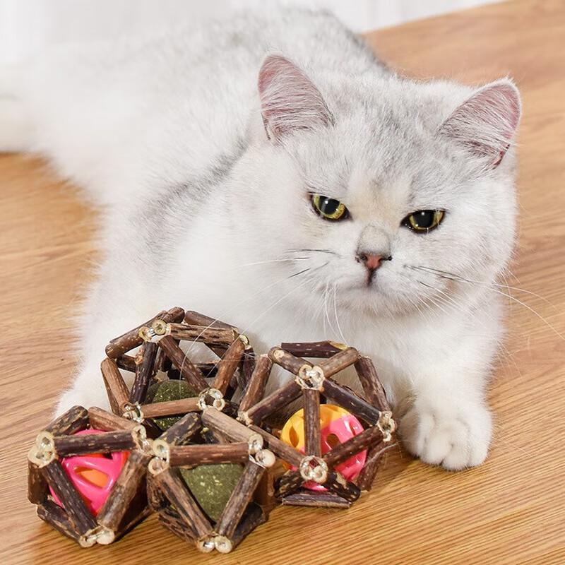 Catnip & Matatabi Ball Cat Toy with Bell Teething Stick