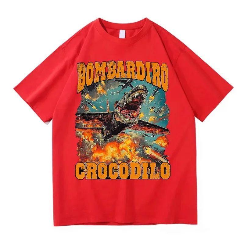 

Bombardiro Crocodile T-shirt for Men, A Retro and Fun Italian Brainrot Meme 4XL